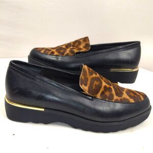 Women's Giani Bernini Garreth Animal Print Haircalf Fur Loafers US Size 7.5M